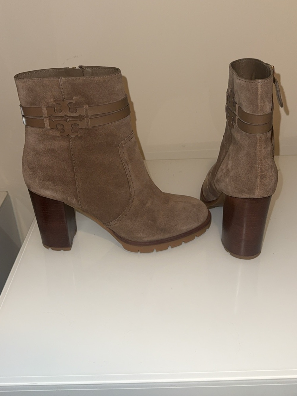 Tory Burch Taupe Suede Heel Ankle Boot! Excellent condition! Size 9. Worn Twice.